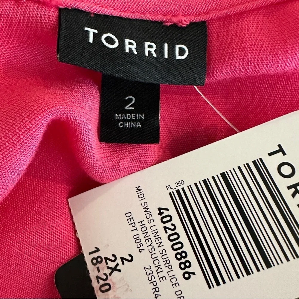 Torrid midi pink Swiss dot short sleeve dress NWT 2X